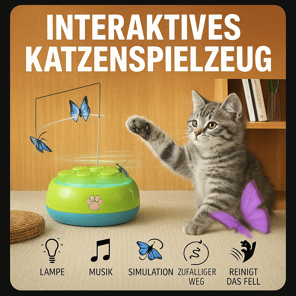 Interaktives Katzenspielzeug mit Schmetterling